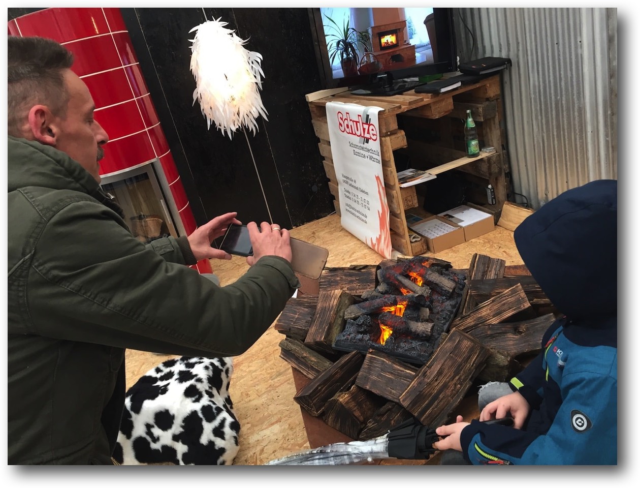 Kaminbau-Messestand-Elektrofeuer