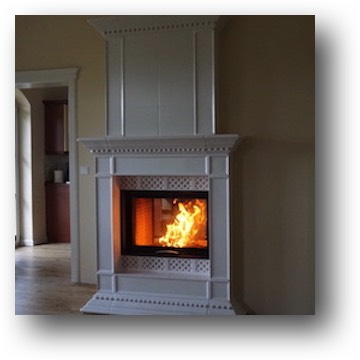 Kamin mit Wärme-Strahlung  Hypokausten-Kamin